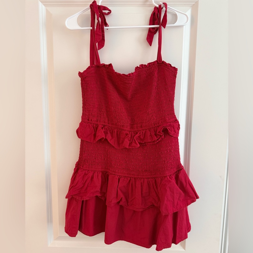 Le Lis Red Ruffled Mini Dress